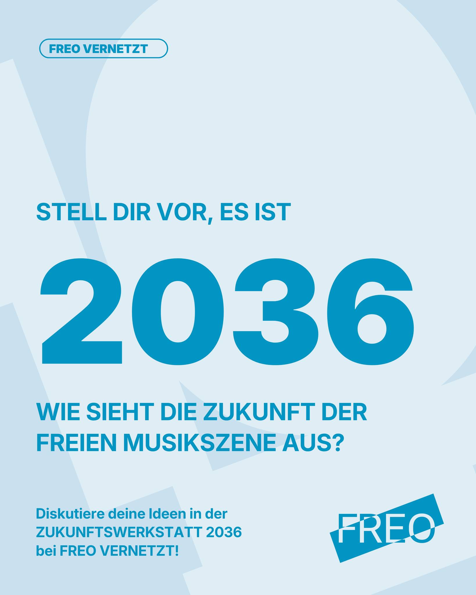ZUKUNFTSWERKSTATT 2036
Wir suchen eure Fragen, Themen und Gedanken zur Zukunft der Freien Musikszene. Schreibt uns in die Kommentare, über welche Themen ihr bei der Zukunftswerkstatt diskutieren möchtet. Wir freuen uns auf euren Besuch am 15. & 16. Juni in Berlin bei FREO VERNETZT!