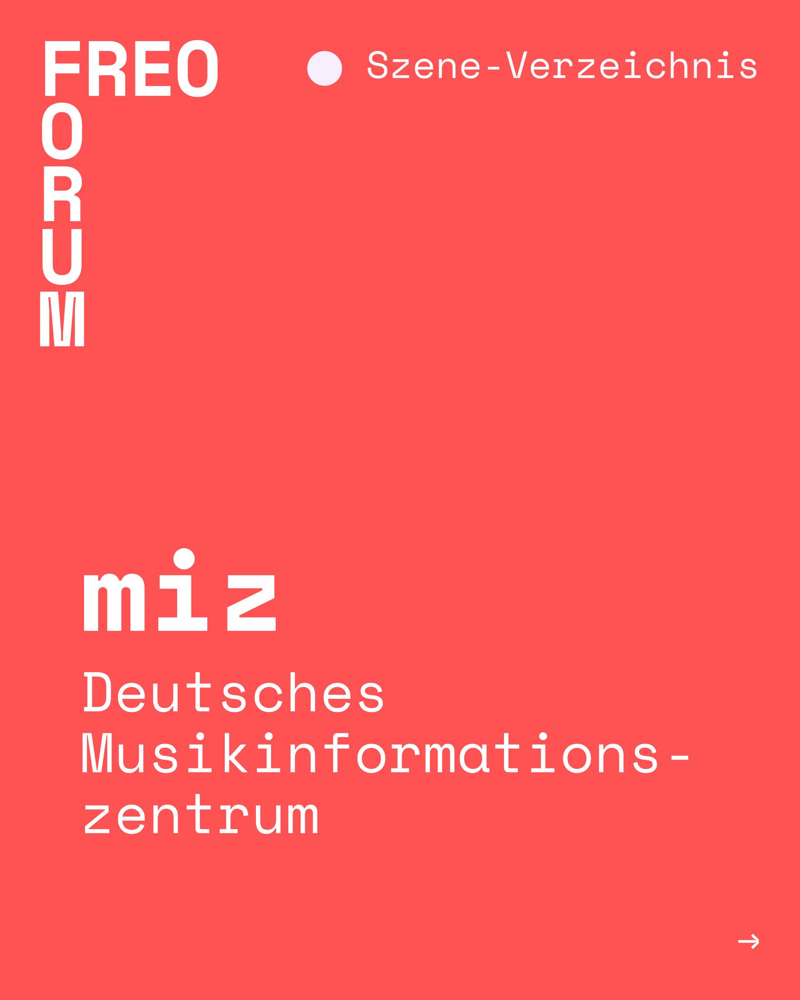 Wie viele Menschen musizieren in ihrer Freizeit? Und welche Einkünfte erzielen Berufs­musiker:innen eigentlich? Das Deutsche Musikinformationszentrum versorgt euch mit fundiertem Wissen rund um das Musikleben in Deutschland. Ihr findet dort umfassende Informationen zu Strukturen, Entwicklungen und aktuellen Trends. Entdecke mehr hilfreiche Ressourcen in unserem FREO Szene-Verzeichnis!